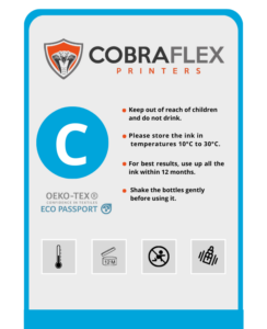 Cobraflex inks in cyan color for transfer printer