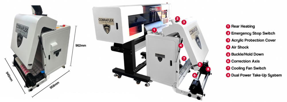 Cobraflex powder printer and space saver shaker size and parts